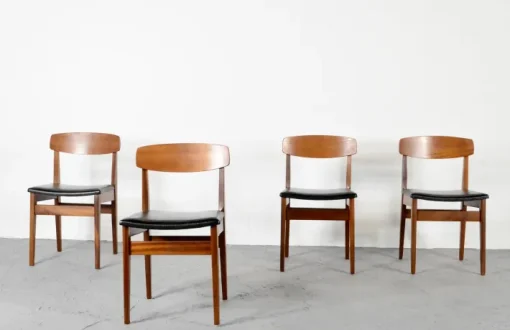 Pamono Mid-Century Modern Teak and Leatherette Dining Chairs, 1960s, Set of 4 Best