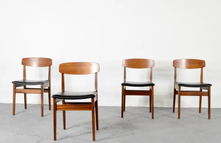 Pamono Mid-Century Modern Teak and Leatherette Dining Chairs, 1960s, Set of 4 Best