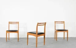 Pamono Mid-Century Modern Teak and Leatherette Dining Chairs, 1960s, Set of 4