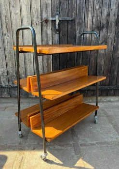 Pamono Midcentury Modern Teak Library Book Trolley with Slanted Shelves, 1970s Discount
