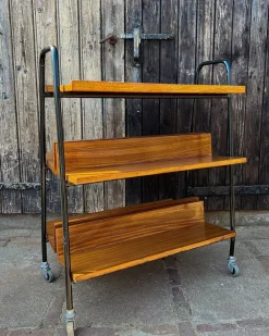 Pamono Midcentury Modern Teak Library Book Trolley with Slanted Shelves, 1970s Discount