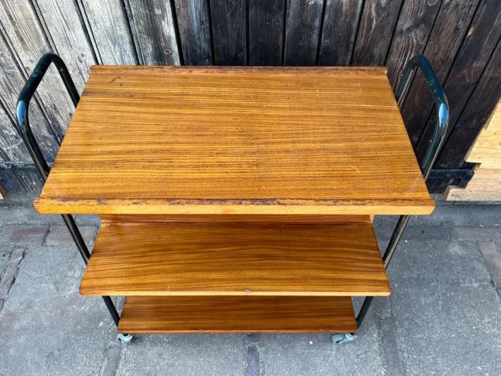 Pamono Midcentury Modern Teak Library Book Trolley with Slanted Shelves, 1970s Discount