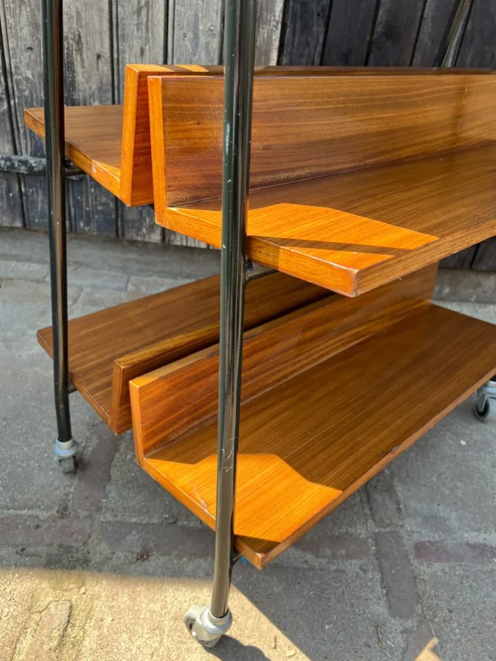 Pamono Midcentury Modern Teak Library Book Trolley with Slanted Shelves, 1970s Discount