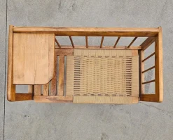 Pamono Mid-Century Modern Telephone Bench with Danish Paper Cord Seat, Former Yugoslavia, 1960s Clearance