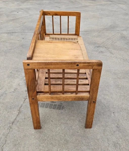 Pamono Mid-Century Modern Telephone Bench with Danish Paper Cord Seat, Former Yugoslavia, 1960s Clearance