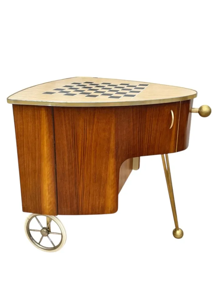 Pamono Mid-Century Modern Trolley in Teak Veneer and Brass, 1950s Discount