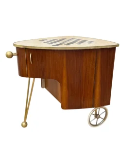 Pamono Mid-Century Modern Trolley in Teak Veneer and Brass, 1950s Discount