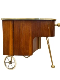 Pamono Mid-Century Modern Trolley in Teak Veneer and Brass, 1950s Discount