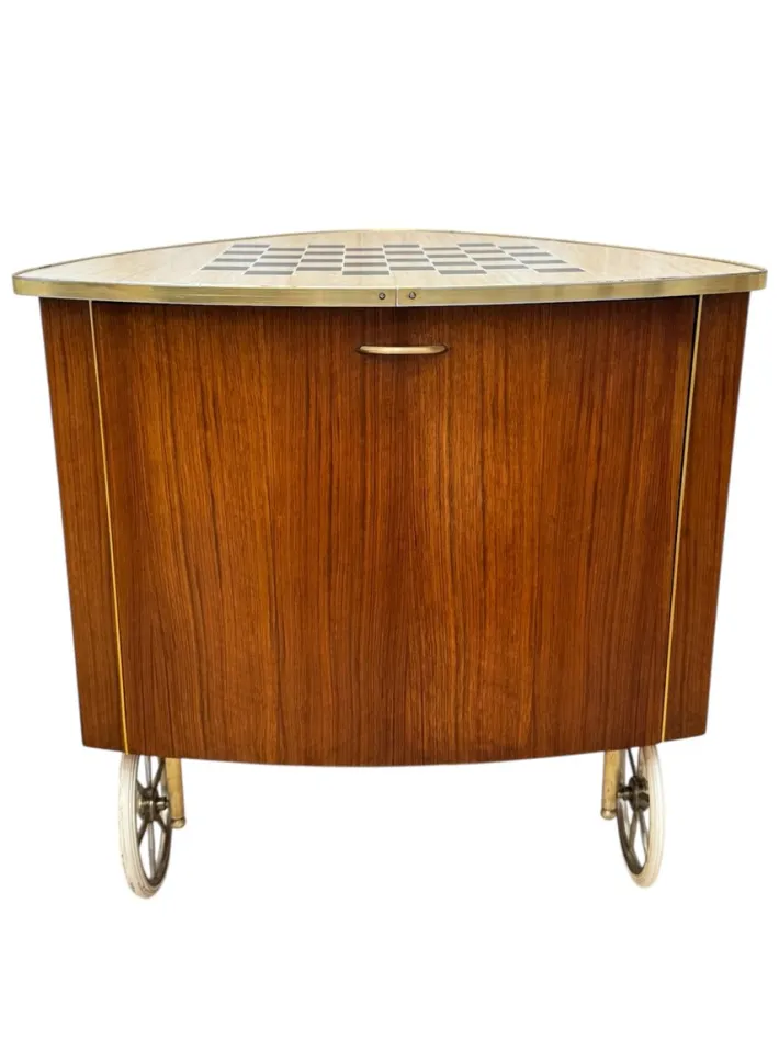 Pamono Mid-Century Modern Trolley in Teak Veneer and Brass, 1950s Discount