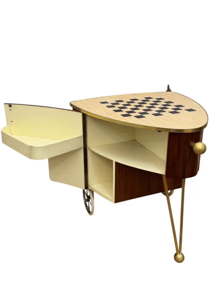 Pamono Mid-Century Modern Trolley in Teak Veneer and Brass, 1950s Discount