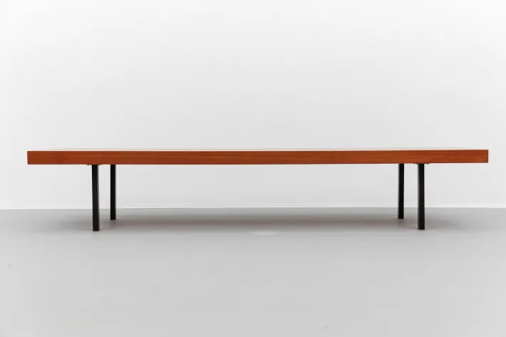 Pamono Mid-Century Modern Walnut Bench with Metal Feet, 1960s Clearance