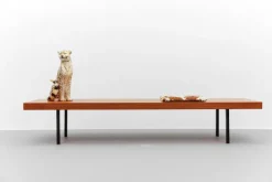 Pamono Mid-Century Modern Walnut Bench with Metal Feet, 1960s Clearance