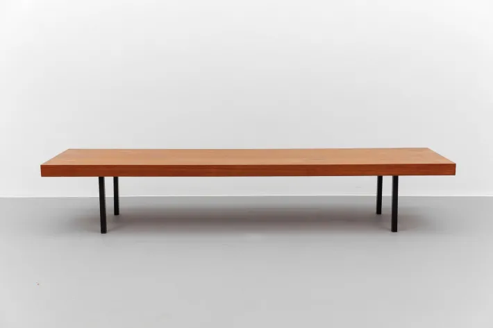 Pamono Mid-Century Modern Walnut Bench with Metal Feet, 1960s Clearance