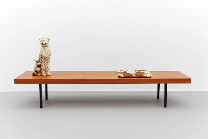 Pamono Mid-Century Modern Walnut Bench with Metal Feet, 1960s Clearance