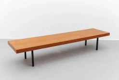 Pamono Mid-Century Modern Walnut Bench with Metal Feet, 1960s Clearance