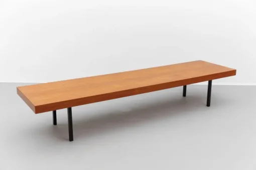 Pamono Mid-Century Modern Walnut Bench with Metal Feet, 1960s Clearance