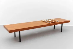 Pamono Mid-Century Modern Walnut Bench with Metal Feet, 1960s Clearance