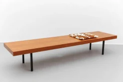 Pamono Mid-Century Modern Walnut Bench with Metal Feet, 1960s Clearance