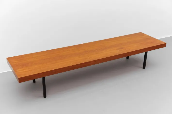 Pamono Mid-Century Modern Walnut Bench with Metal Feet, 1960s Clearance
