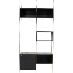 Pamono Mid-Century Modern Wood and Brass Bookcase attributed to Jules Wabbes, 1960s Outlet