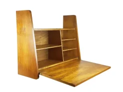 Pamono Mid-Century Modern Wooden Drop Off Wall Secretary attributed to Marcel Gascoin, 1950s New