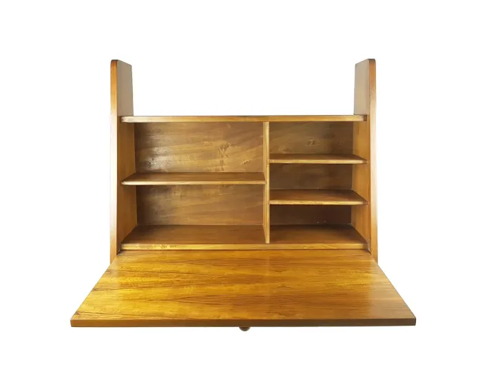 Pamono Mid-Century Modern Wooden Drop Off Wall Secretary attributed to Marcel Gascoin, 1950s New