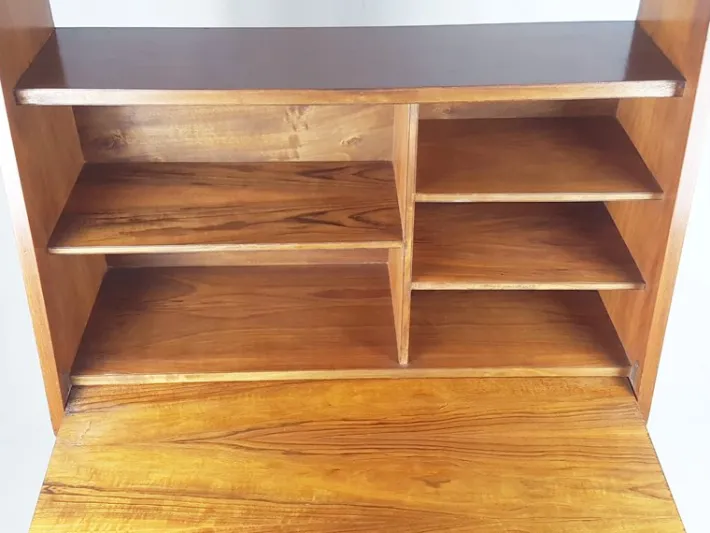 Pamono Mid-Century Modern Wooden Drop Off Wall Secretary attributed to Marcel Gascoin, 1950s New