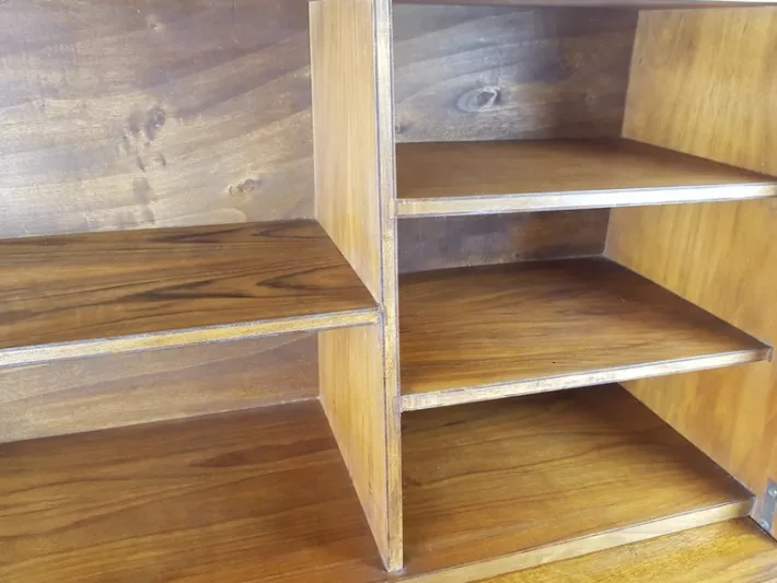 Pamono Mid-Century Modern Wooden Drop Off Wall Secretary attributed to Marcel Gascoin, 1950s New