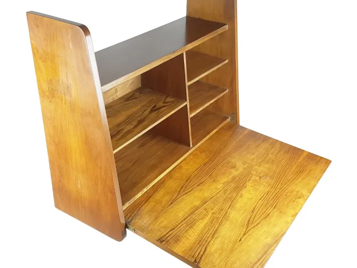 Pamono Mid-Century Modern Wooden Drop Off Wall Secretary attributed to Marcel Gascoin, 1950s New