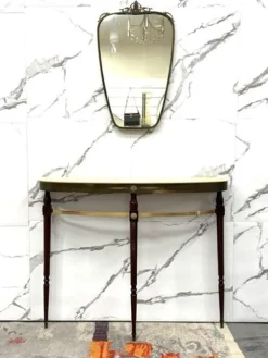 Pamono Mid-Century Modernist Console Table with Mirror in Brass, 1950s, Set of 2 Online