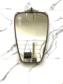 Pamono Mid-Century Modernist Console Table with Mirror in Brass, 1950s, Set of 2 Online