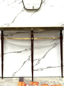 Pamono Mid-Century Modernist Console Table with Mirror in Brass, 1950s, Set of 2 Online