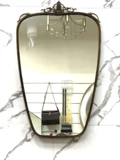 Pamono Mid-Century Modernist Console Table with Mirror in Brass, 1950s, Set of 2 Online