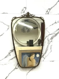 Pamono Mid-Century Modernist Console Table with Mirror in Brass, 1950s, Set of 2 Online