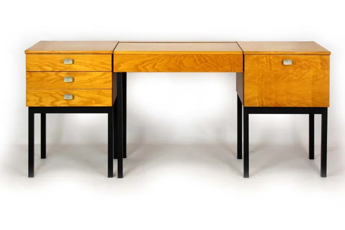 Pamono Mid-Century Modular Ash Desk with Mirror from Up Zavody, Czechoslovakia, 1970s Outlet