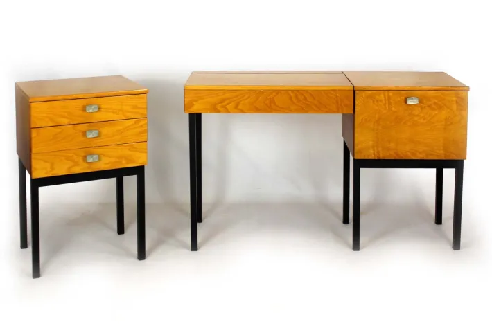 Pamono Mid-Century Modular Ash Desk with Mirror from Up Zavody, Czechoslovakia, 1970s Outlet