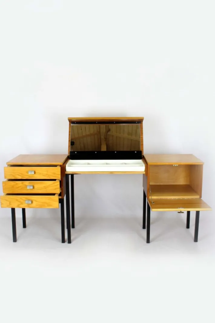 Pamono Mid-Century Modular Ash Desk with Mirror from Up Zavody, Czechoslovakia, 1970s Outlet