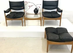 Pamono Mid-Century Modus Armchair, Table & Stool in Oak by Kristian Solmer Vedel for Soren Willadsen, Denmark, 1960s, Set of 4 Best