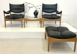 Pamono Mid-Century Modus Armchair, Table & Stool in Oak by Kristian Solmer Vedel for Soren Willadsen, Denmark, 1960s, Set of 4 Best