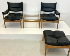 Pamono Mid-Century Modus Armchair, Table & Stool in Oak by Kristian Solmer Vedel for Soren Willadsen, Denmark, 1960s, Set of 4 Best