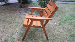 Pamono Mid-Century Patinated Wood Folding Garden or Patio Elbow Chair, 1960s Hot
