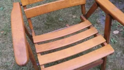 Pamono Mid-Century Patinated Wood Folding Garden or Patio Elbow Chair, 1960s Hot