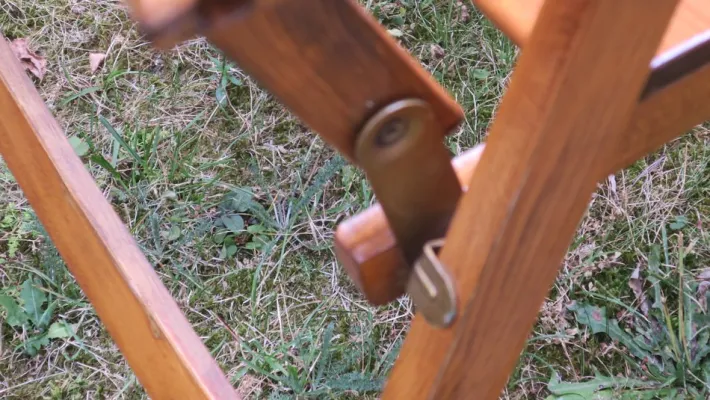 Pamono Mid-Century Patinated Wood Folding Garden or Patio Elbow Chair, 1960s Hot