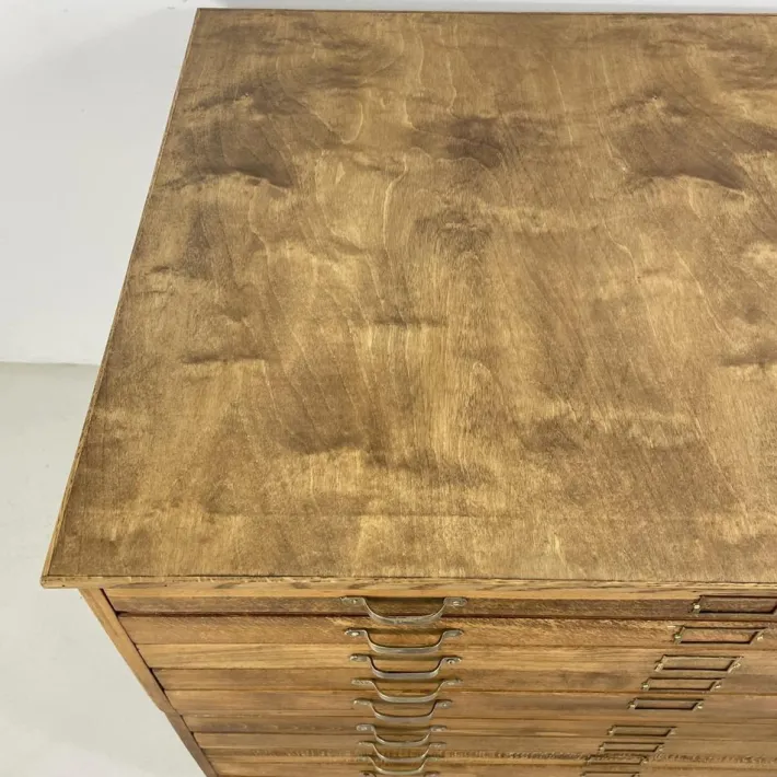 Pamono Mid-Century Plan Chest with Brass D Handles from Staverton Clearance