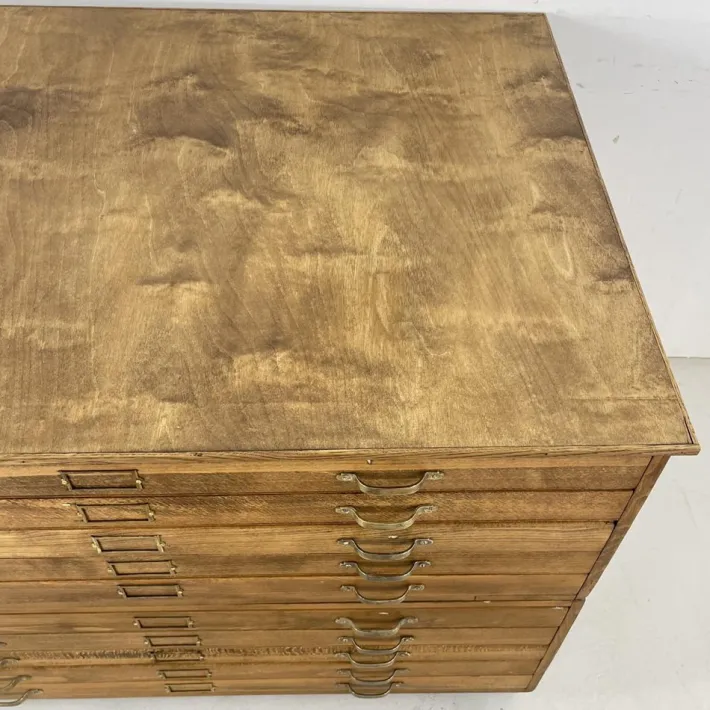 Pamono Mid-Century Plan Chest with Brass D Handles from Staverton Clearance