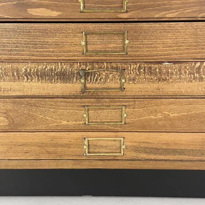 Pamono Mid-Century Plan Chest with Brass D Handles from Staverton Clearance