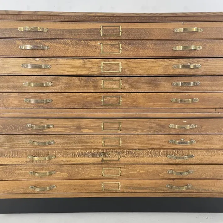 Pamono Mid-Century Plan Chest with Brass D Handles from Staverton Clearance