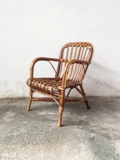 Pamono Mid-Century Rattan and Bamboo Baby Chair, 1950s Discount