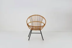 Pamono Mid-Century Rattan Childrens Lounge Chair, the Netherlands, 1960s