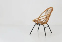 Pamono Mid-Century Rattan Childrens Lounge Chair, the Netherlands, 1960s